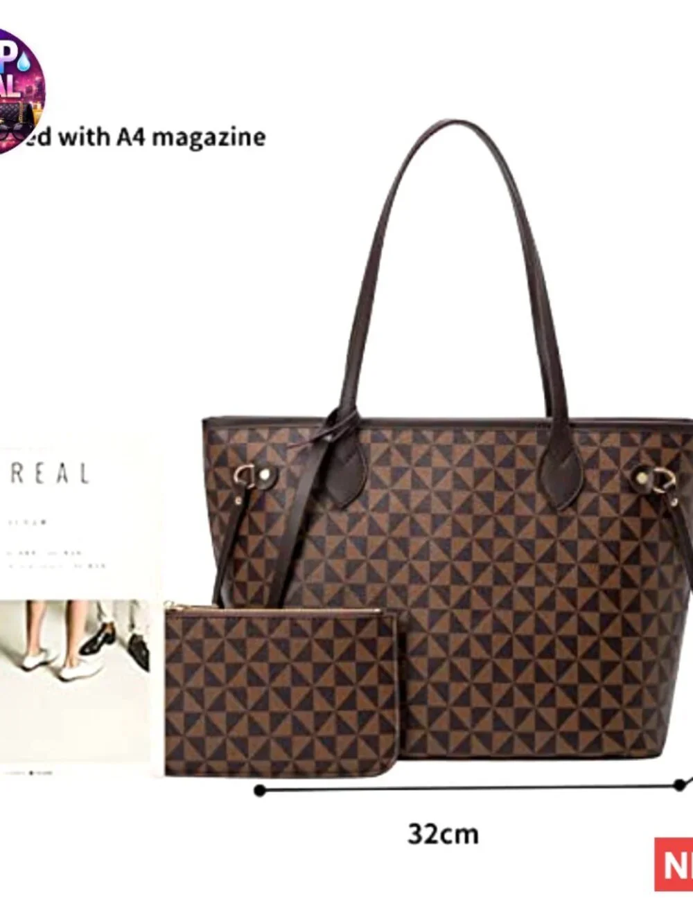 Leather Satchel Handbag with Wallet, Top Handle Shoulder Bag
